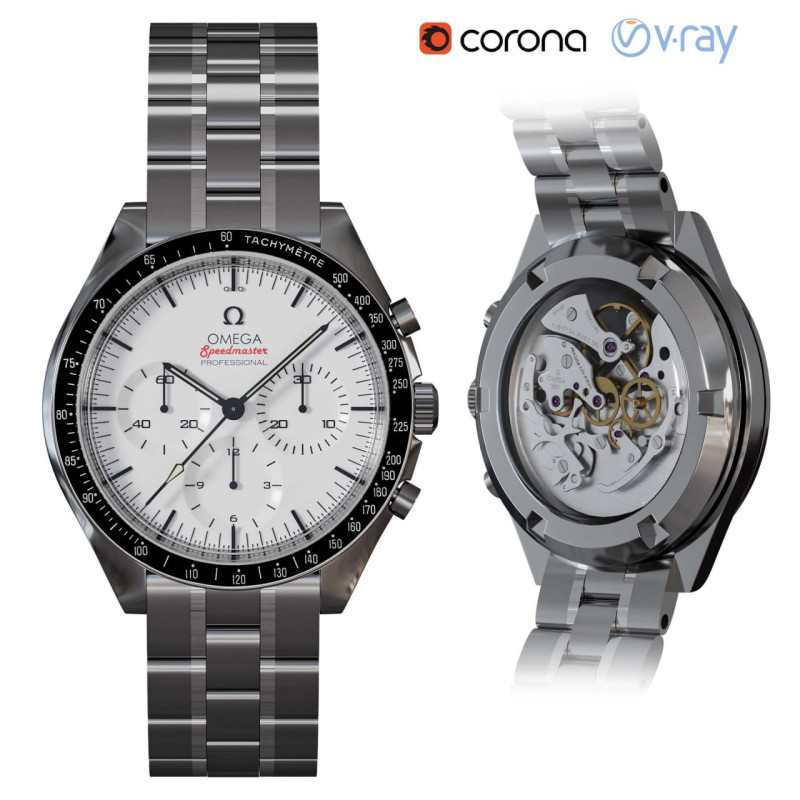 Omega Speedmaster 3861 3D Model .c4d .max .obj .3ds .fbx .stl .blend 