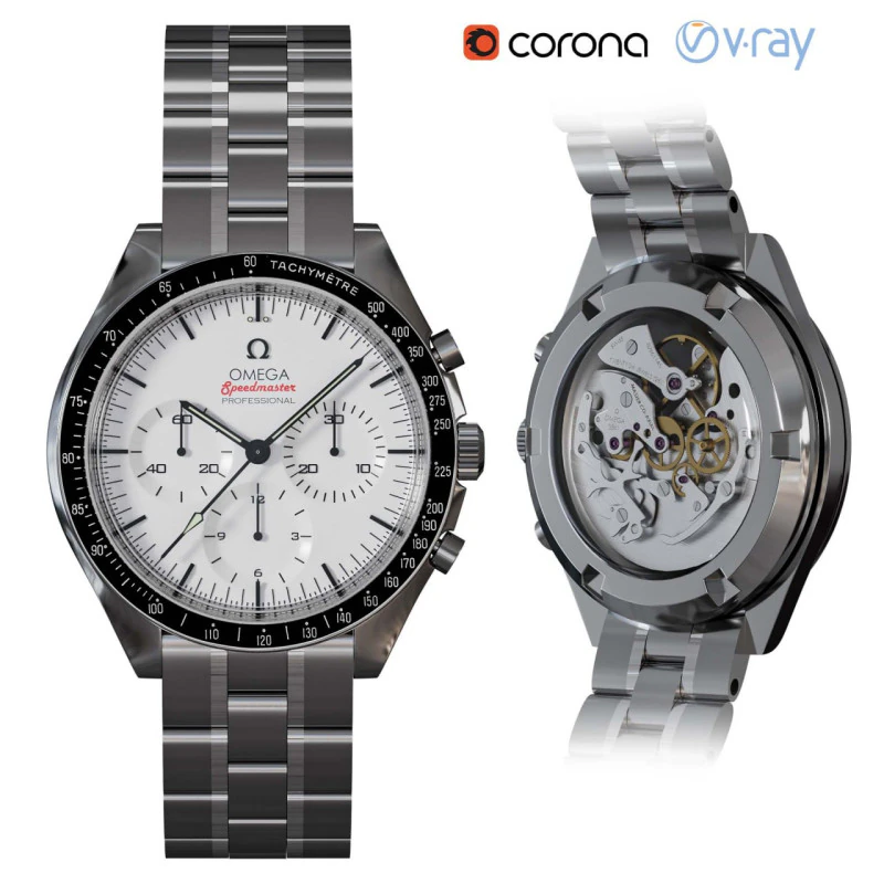 Omega Speedmaster 3861 3D Model .c4d .max .obj .3ds .fbx .stl .blend 