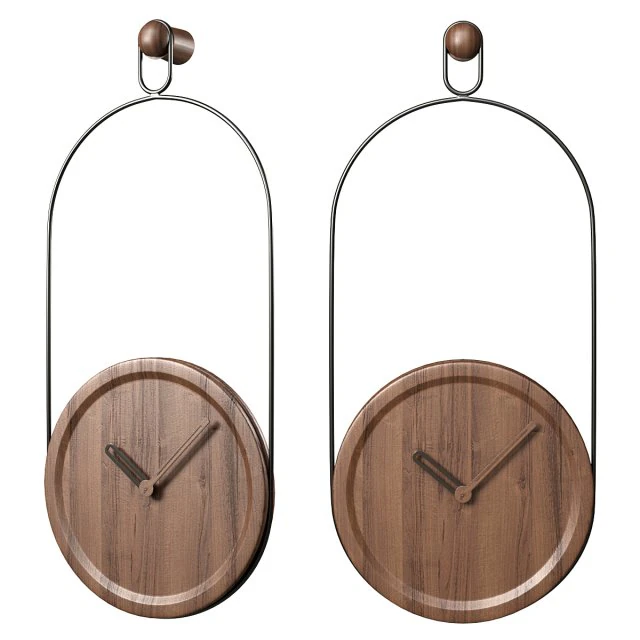 Wooden clock By nomon 3D Model .c4d .max .obj .3ds .fbx .stl .blend 