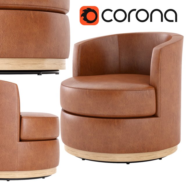 Balboa Upholstered Swivel Armchair 3D Model in Chair 3DExport
