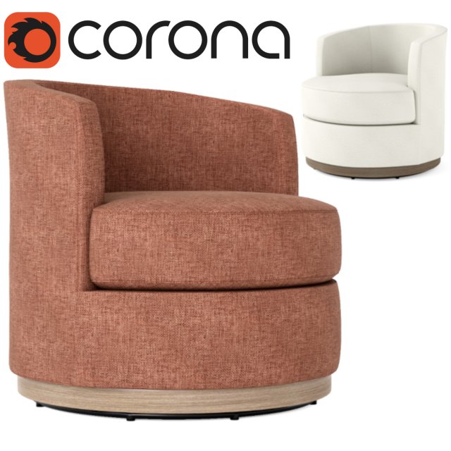 Balboa Upholstered Swivel Armchair Model 3D .c4d .max .obj .3ds .fbx .stl .blend 