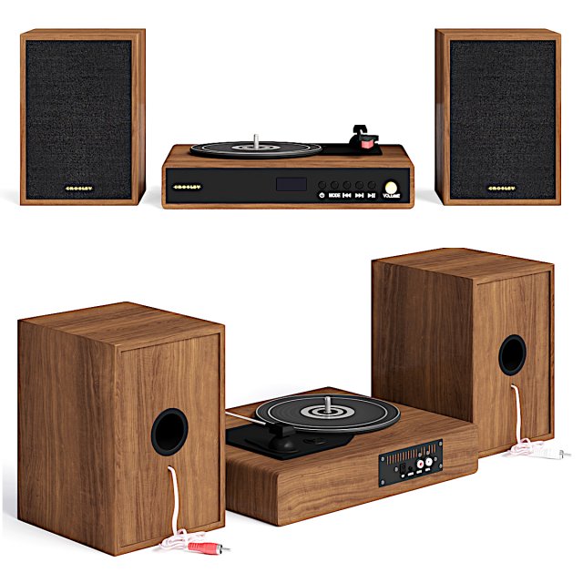 Crosley Alto Turntable Shelf System 3D Модель .c4d .max .obj .3ds .fbx .stl .blend