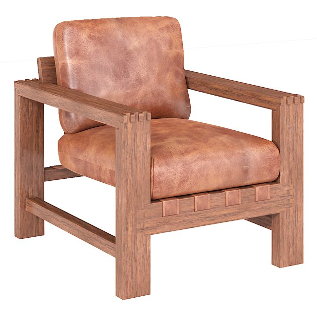 Crosby Leather Armchair 3D Model .c4d .max .obj .3ds .fbx .stl .blend
