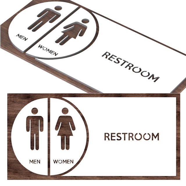 Restroom Sign 3D 모델 .c4d .max .obj .3ds .fbx .stl .blend 