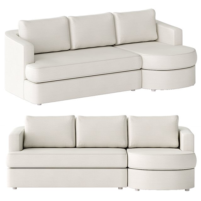 Balboa Upholstered Sofa Chaise Sectional 3D Model .c4d .max .obj .3ds .fbx .stl .blend 