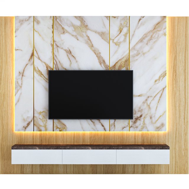 TV wall set 01 3D 模型 .c4d .max .obj .3ds .fbx .stl .blend 