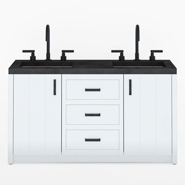 Concrete Top Double Sink Vanity 3D Model .c4d .max .obj .3ds .fbx .stl .blend 