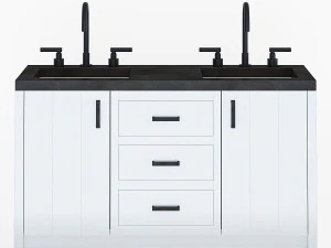 Tocador con lavabo doble y encimera de hormig&oacute;n Modelo 3D