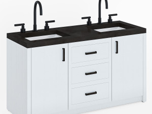 Concrete Top Double Sink Vanity 3D Модель