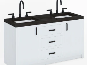 Concrete Top Double Sink Vanity 3D Model