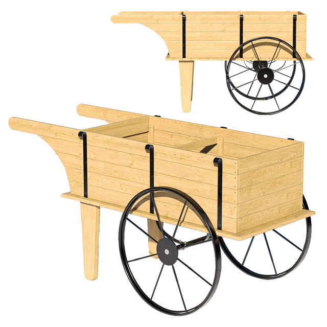 Wooden cart Modèle 3D .c4d .max .obj .3ds .fbx .stl .blend 