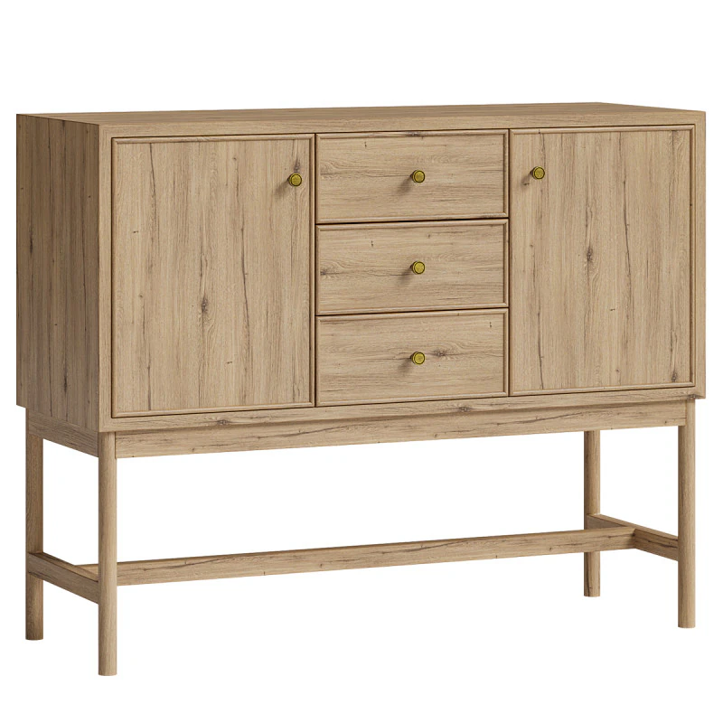Siobhan Oak Tall Sideboard 3D Model .c4d .max .obj .3ds .fbx .stl .blend