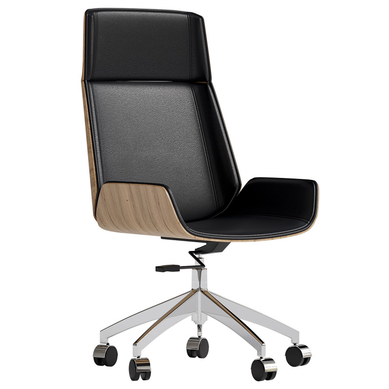 Bürostuhl aus schwarzem Leder 3D Modell .c4d .max .obj .3ds .fbx .stl .blend