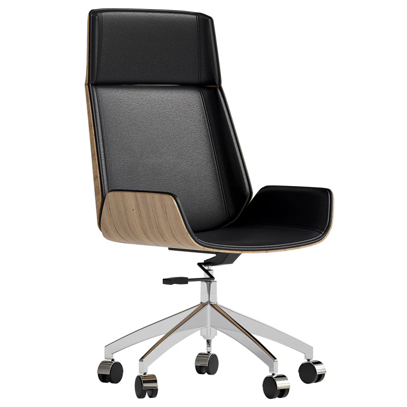 Black Leather Office Chair 3D Model .c4d .max .obj .3ds .fbx .stl .blend