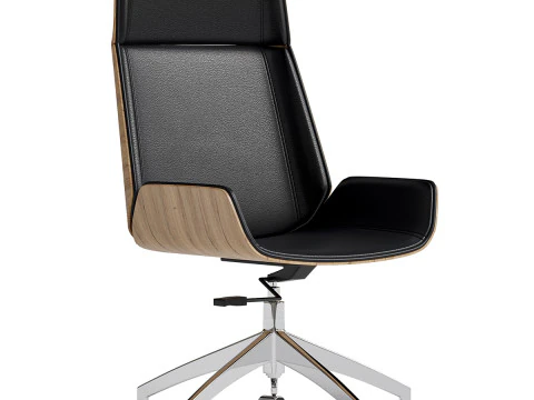 Black Leather Office Chair 3D Model