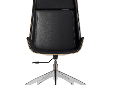 Bürostuhl aus schwarzem Leder 3D Modell
