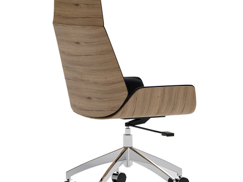 Bürostuhl aus schwarzem Leder 3D Modell