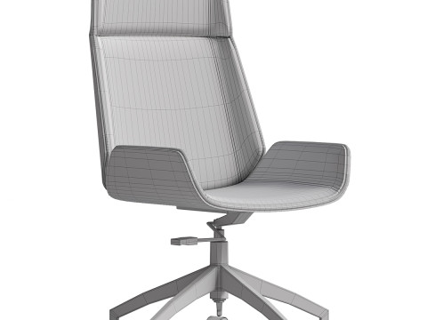 Bürostuhl aus schwarzem Leder 3D Modell