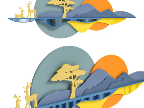 Seni Dekorasi Dinding 3D Modern Model 3D