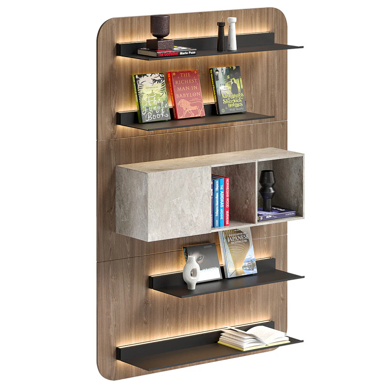 Modern Floating Bookshelf 3D Model .c4d .max .obj .3ds .fbx .stl .blend 