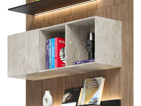 Modern Floating Bookshelf 3D Model
