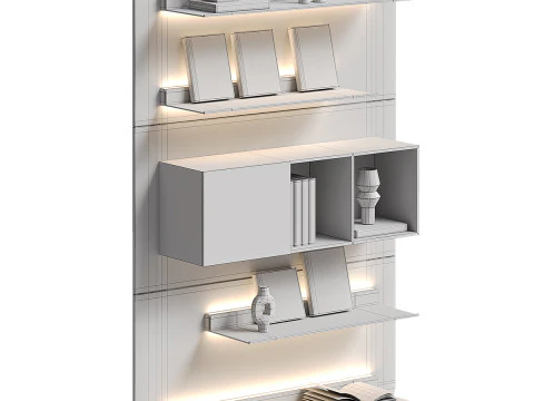 Modern Floating Bookshelf 3D Model