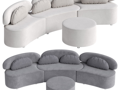 Sofa segmentowa z poduszkami osmańskimi Model 3D