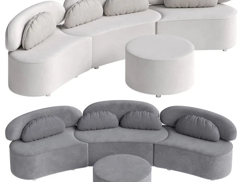 Sofa segmentowa z poduszkami osmańskimi Model 3D