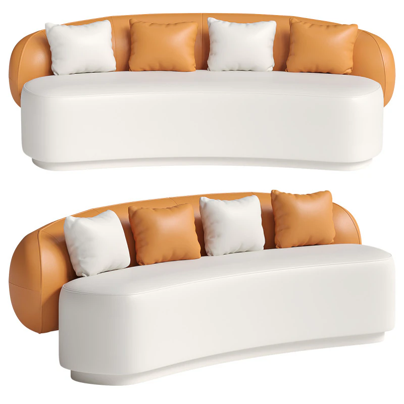Modern Leather Sofa - OrangeWhite 3D Model .c4d .max .obj .3ds .fbx .stl .blend