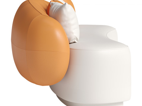 Modern Leather Sofa - OrangeWhite 3D Model