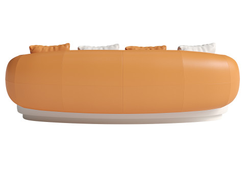 Modern Leather Sofa - OrangeWhite 3D Model