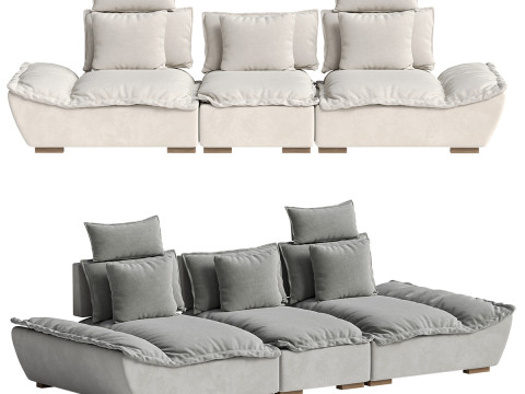 Nowoczesna 3-osobowa, głęboka sofa z regulowanym oparciem, żagl&oacute;wka Model 3D