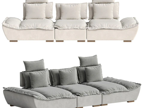 조절 가능한 등받이가 있는 현대적인 3인용 딥 소파 범선 3D 모델