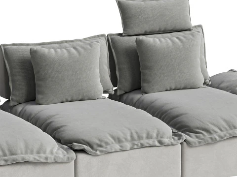 Modern 3 Seater Deep Sofa with Adjustable Backrest Sailboat 3D Model