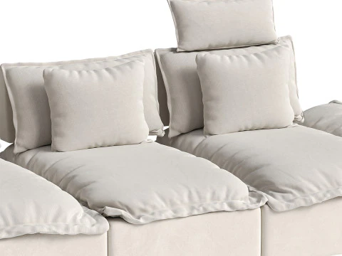 Modern 3 Seater Deep Sofa with Adjustable Backrest Sailboat 3D Model
