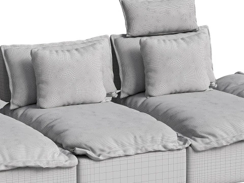 Modern 3 Seater Deep Sofa with Adjustable Backrest Sailboat 3D Model