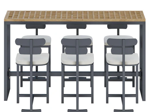 Dining Table Set for Outdoor Patio 3D Model