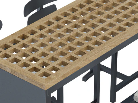 Dining Table Set for Outdoor Patio 3D Model