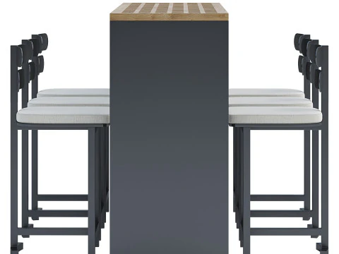 Dining Table Set for Outdoor Patio 3D Model