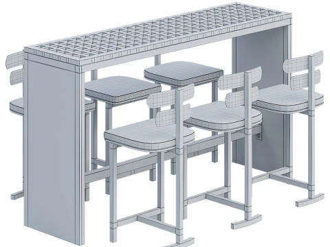 Dining Table Set for Outdoor Patio 3D Model