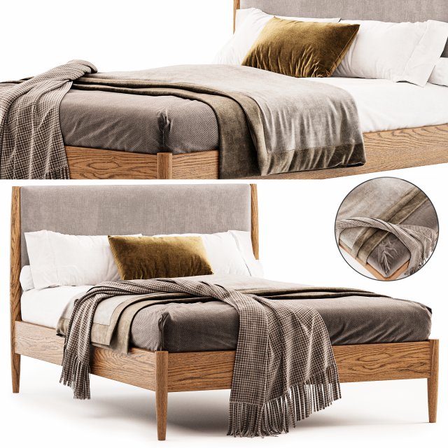 Mid-Century Bed by West Elm 3D Model .c4d .max .obj .3ds .fbx .stl .blend 