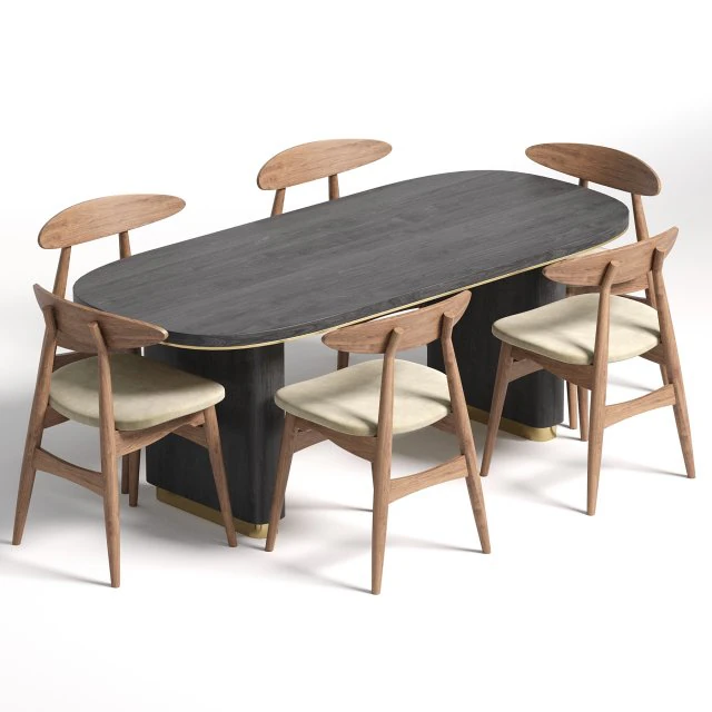 CH33P Chair and Table 3D Model .c4d .max .obj .3ds .fbx .stl .blend