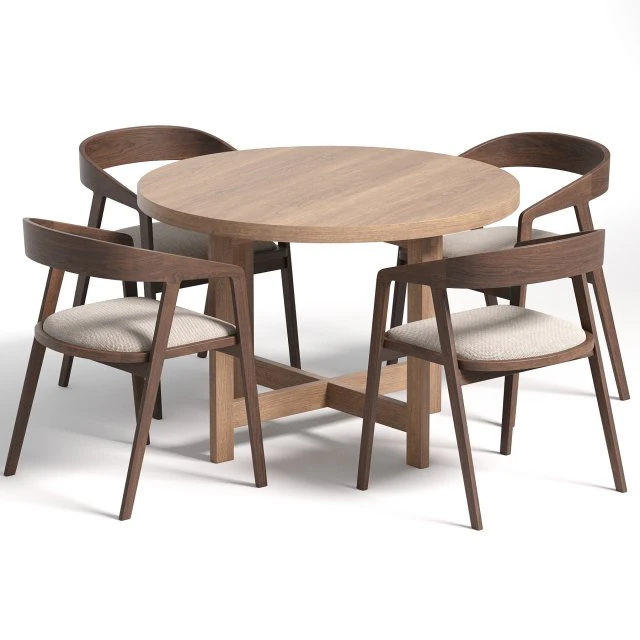 Wooden chair and Table 3D Model .c4d .max .obj .3ds .fbx .stl .blend 