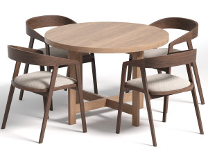 Wooden chair and Table 3D Model