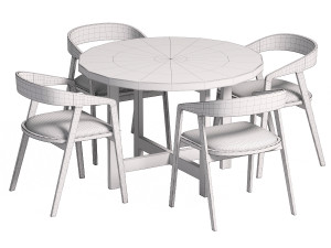 Wooden chair and Table 3D Model