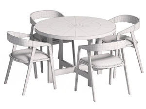 Wooden chair and Table 3D Model