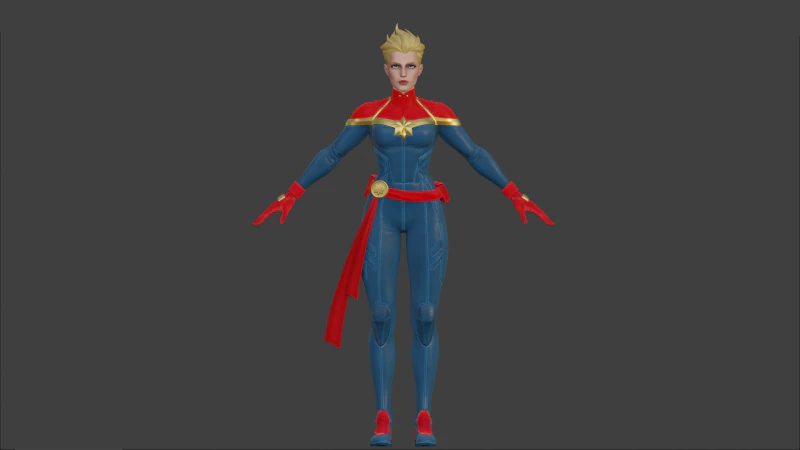 Capitan Marvel 3D Model .c4d .max .obj .3ds .fbx .stl .blend 