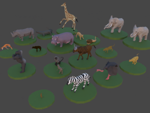 Lowpoly African Animal Pack 3D Model