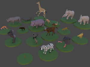 Lowpoly-afrikanisches Tierpaket 3D Modell