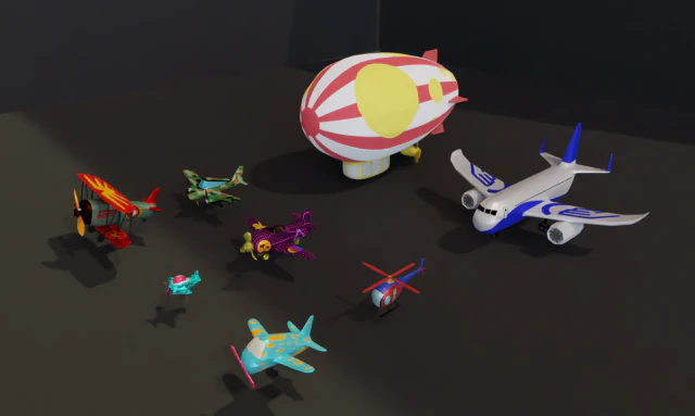 Lowpoly Cartoon Plane Pack 3D Model .c4d .max .obj .3ds .fbx .stl .blend 